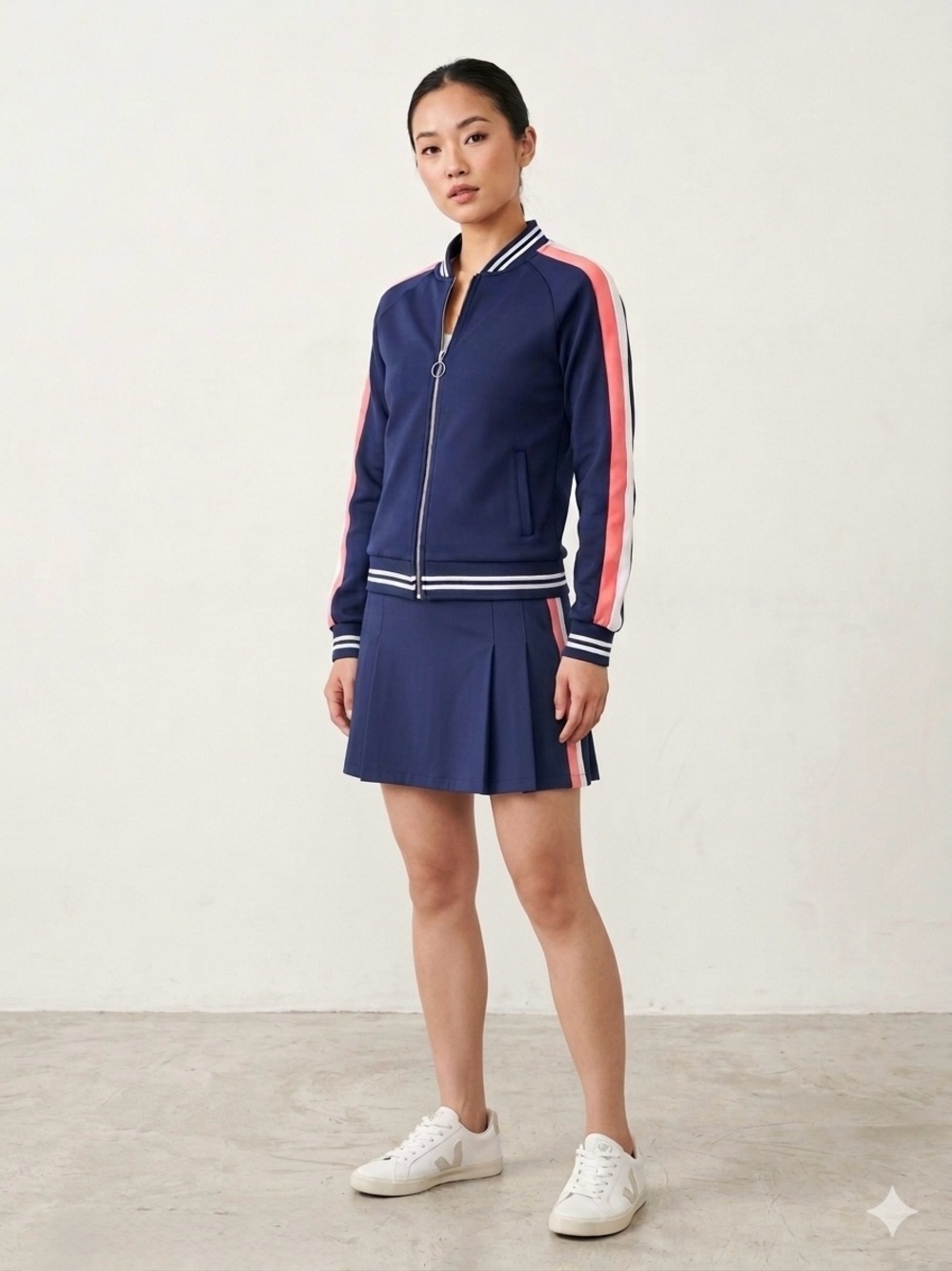 Marie Birdie Cinnamon Girl Golf Bomber Jacket Navy Pink Size 4 (XS Adult)